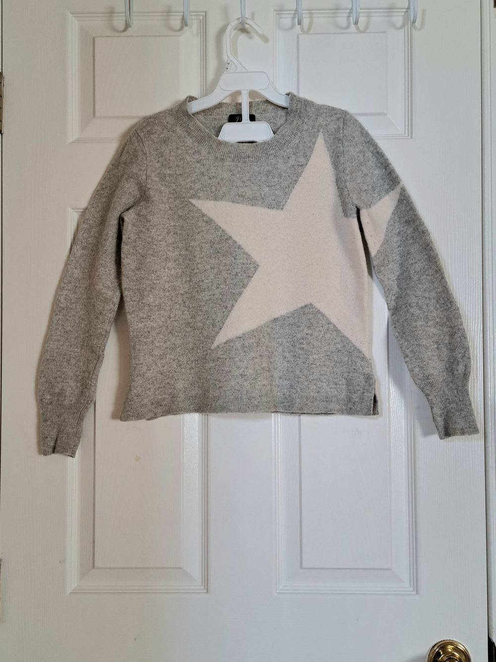 J. Crew Cashmere Grey And White Sweater